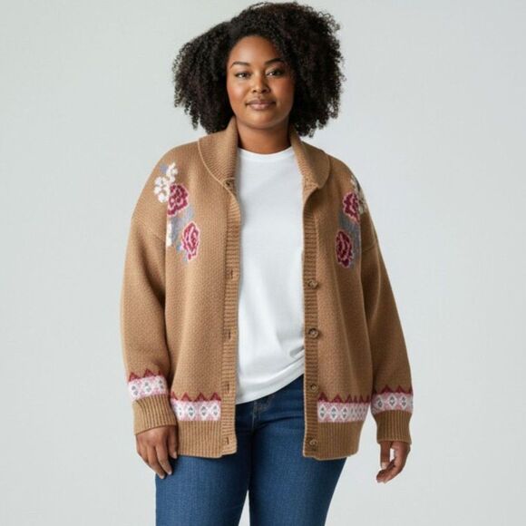 SAVANNA JANE Desert Bloom Button Front BOHO Cardigan, NEW WITH TAGS! Size 2X - Picture 2 of 10